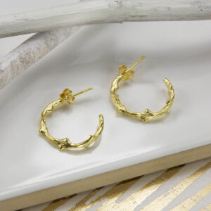 Gold plated twig branch hoops