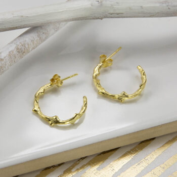 MB159G GOLDPLATEDSTERLINGSILVERTWIGHOOPEARRINGS 001