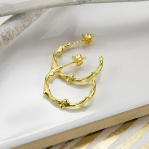 Gold plated twig branch hoops