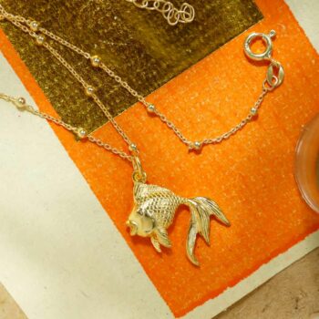 MB167G 3 Gold Plated Sterling Silver Fish Necklace