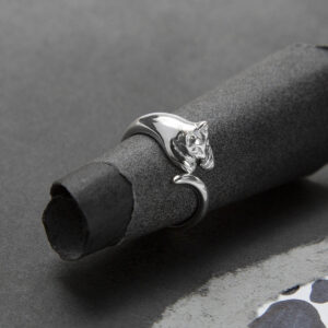 Silver adjustable wrap around cat ring