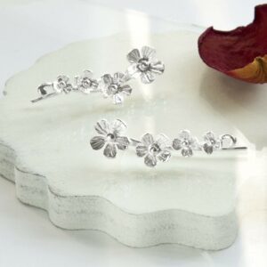 Silver line of blossoming forget me not ear climbers