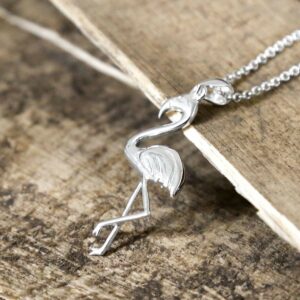 Silver flamingo pendant necklace