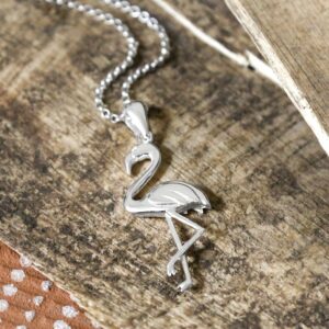 Silver flamingo pendant necklace