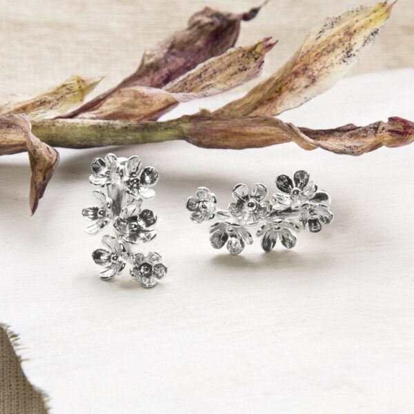 MB188 STERLINGSILVERFORGETMENOTDROPEARRINGS 001