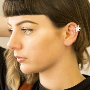 Silver open lily ear cuff