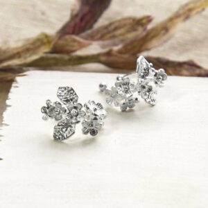 Silver bunches of forget me nots ear cuffs