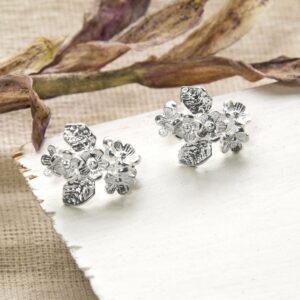 Silver bunches of forget me nots ear cuffs