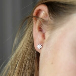 Silver lotus flower studs