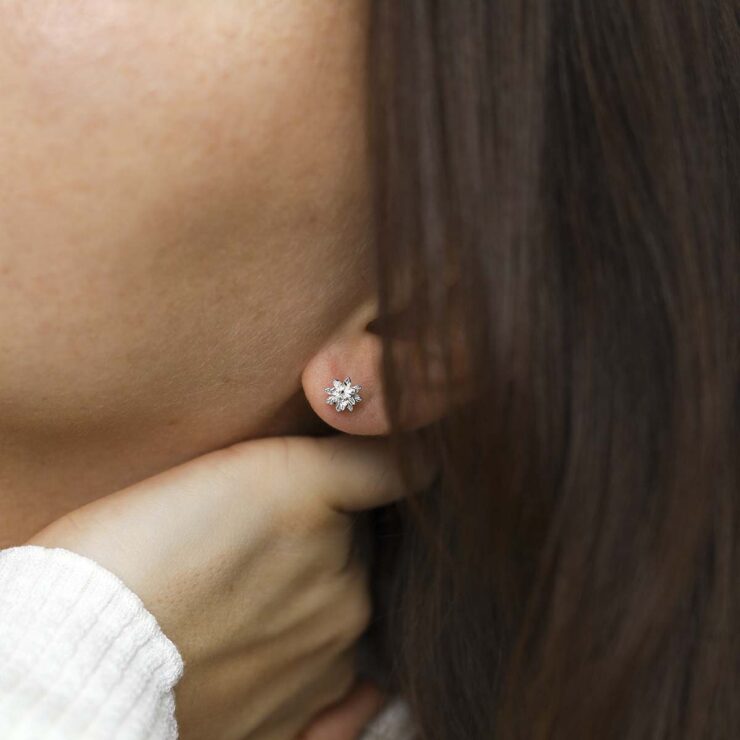 Sterling Silver Enlightened Lotus Studs on model