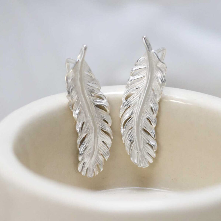 Sterling Silver Feather Ear Climbers jewellery dish