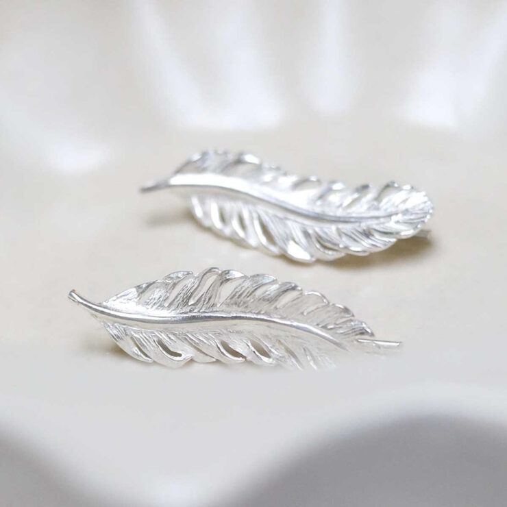 Sterling Silver Feather Ear Climbers jewellery dish