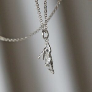 Silver necklace with a silver flying hare pendant