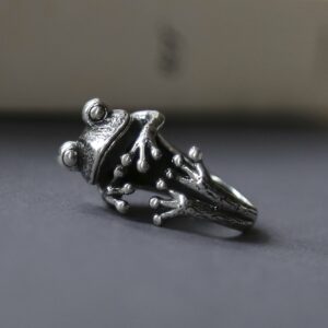 Silver adjustable frog ring