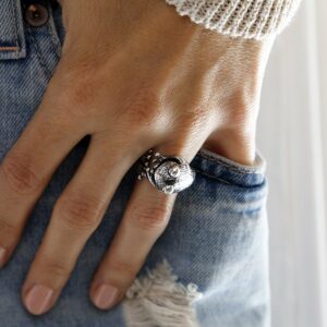 Silver adjustable frog ring