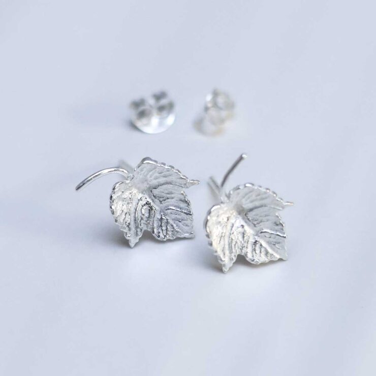 Sterling Silver Ivy Leaf Stud Earrings