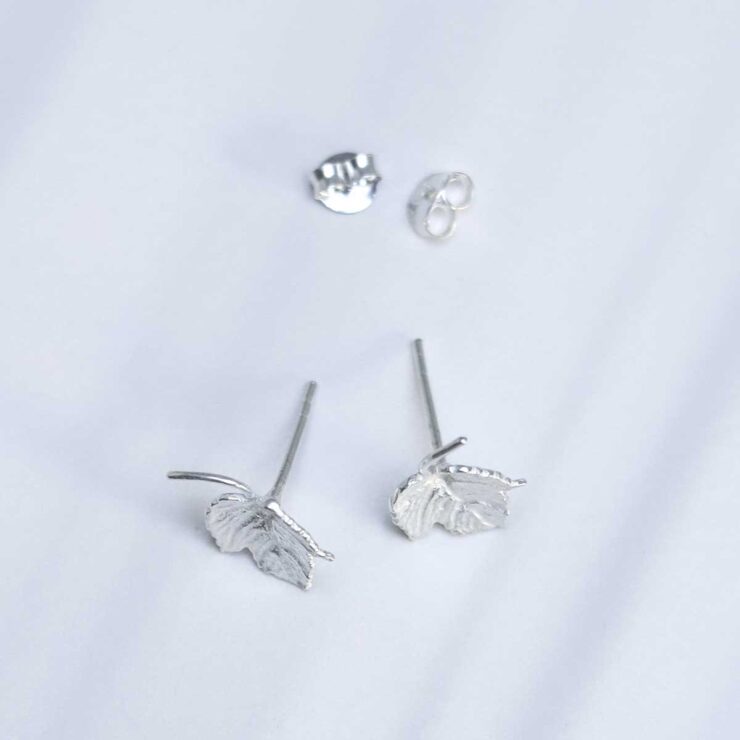 Sterling Silver Ivy Leaf Stud Earrings