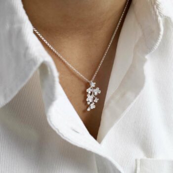 MB213P STERLING SILVER FORGET ME NOT PENDANT NECKLACE MODEL min