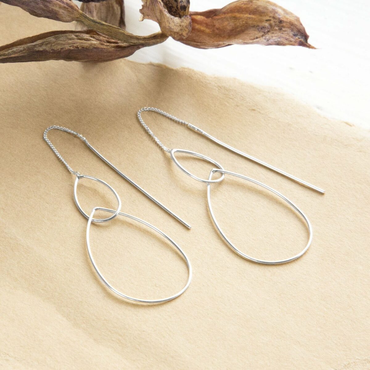 Sterling Silver Wave Threader Chain Earrings | Affordable - Martha Jackson