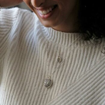 MC151 STERLING SILVER VINTAGE HEART LOCKET BELCHER CHAIN 2
