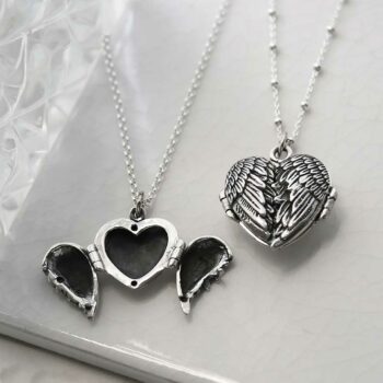 MC157S STERLING SILVER LOVE WING LOCKET NECKLACE 2