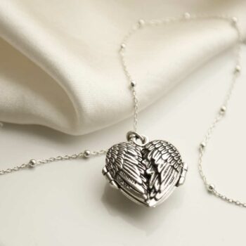 MC157 STERLING SILVER LOVE WING LOCKET NECKLACE 3