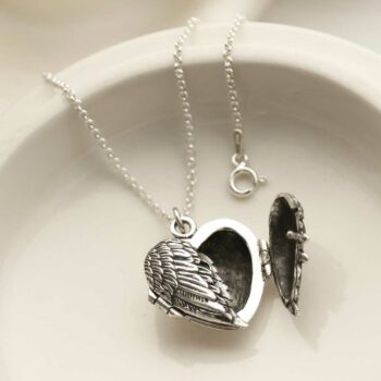 MC157 STERLING SILVER LOVE WING LOCKET NECKLACE 7