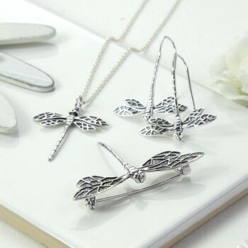 MC160P SILVERDRAGONFLYNECKLACE 001