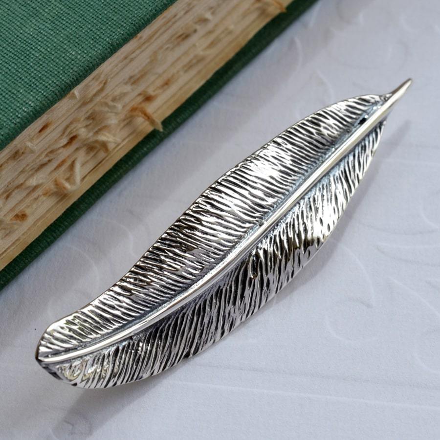 Broche Plume Métal Argent TEN79LA - Design Boutique, Neuve Sans étiquette