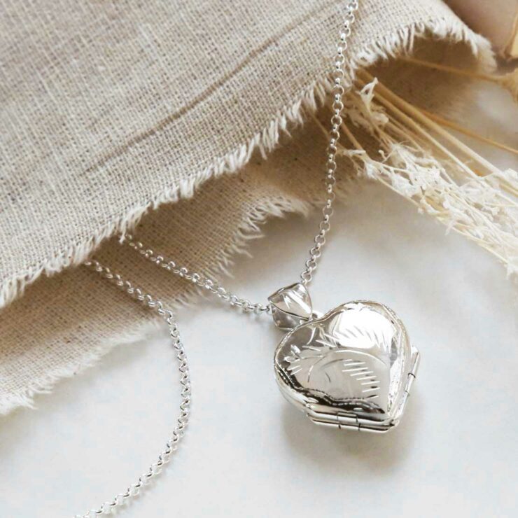 20" Sterling Silver Four Picture Heart Locket Necklace 20" Sterling Silver Four Picture Heart Locket Necklace