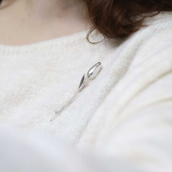 Sterling Silver Tulip Brooch on model