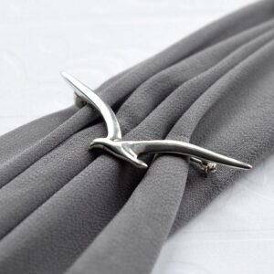 Silver Seagull in flight brooch