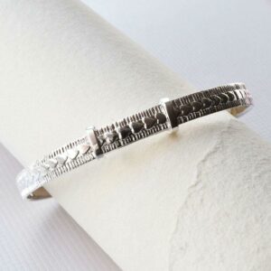 Silver adjustable decorative heart baby bangle