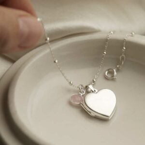 Sterling Silver Heart Locket with satellite chain and add on charm