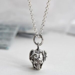 Silver elephant figurine pendant necklace