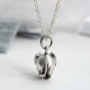 Silver elephant figurine pendant necklace