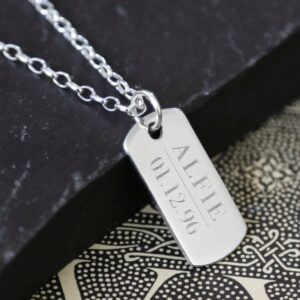 Silver engravable dog tag