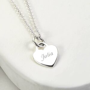 Engravable Sterling Silver Heart Necklace