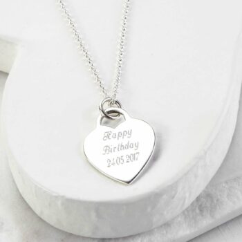 MC259P STERLINGSILVERLARGEENGRAVABLEHEARTNECKLACE 001