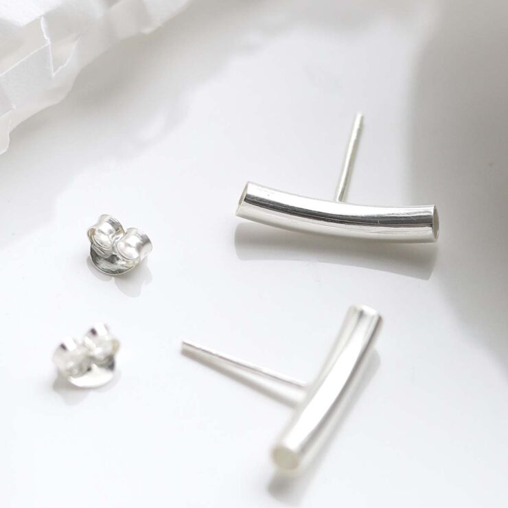 MD259_Sterling Silver Bar Stud Earrings_2 new Sterling Silver Bar Stud Earrings on white background