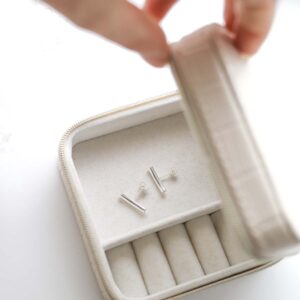 Sterling Silver Bar Stud Earrings in jewellery box