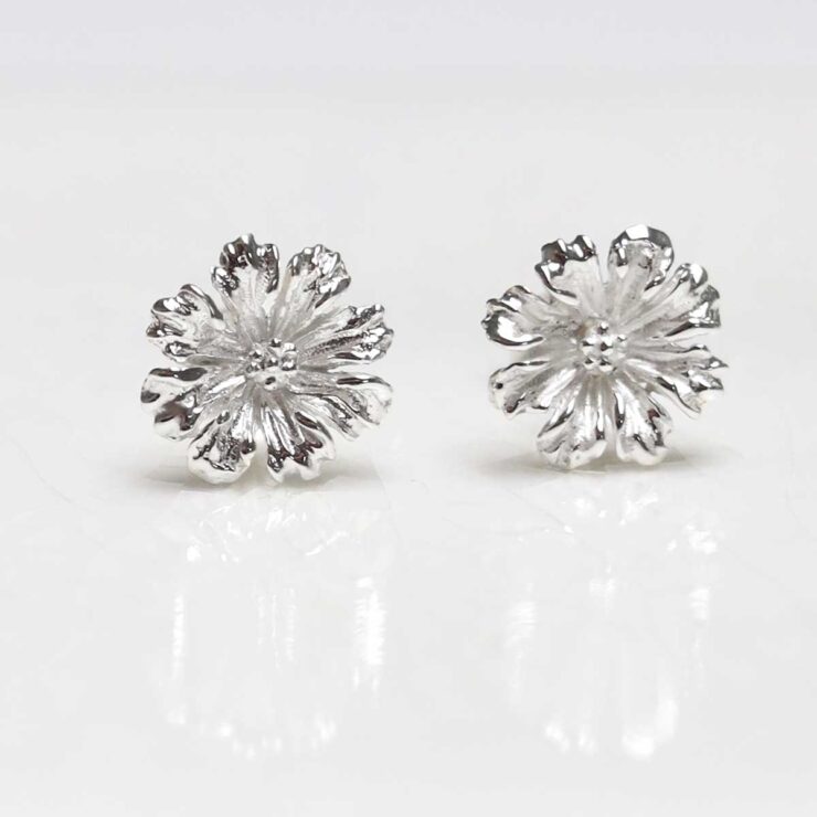 Sterling Silver Cosmos Flower Studs