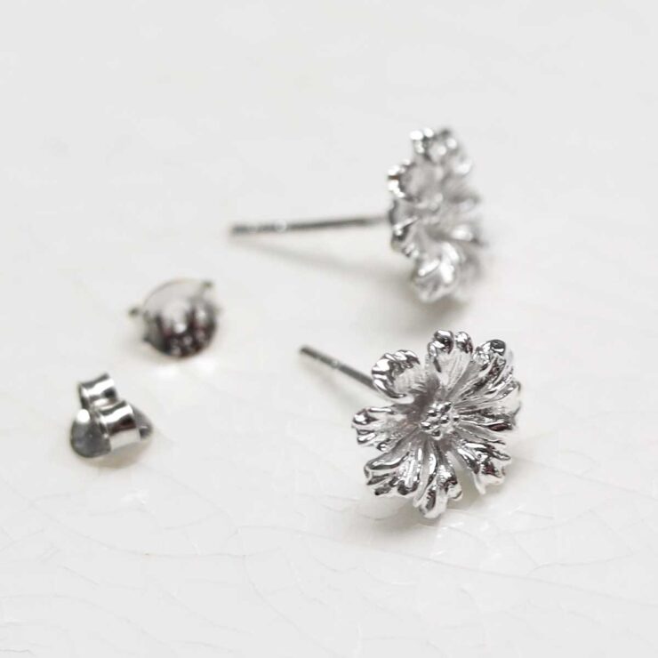 Sterling Silver Cosmos Flower Studs