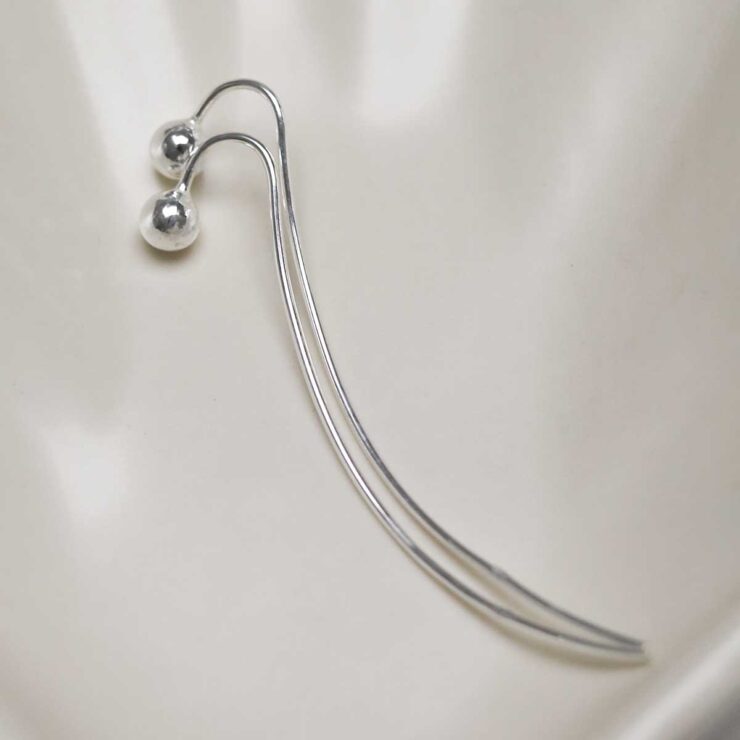 Sterling Silver Solid Threader Earrings on jewellery dish