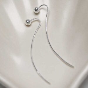Sterling Silver Solid Threader Earrings on jewellery dish