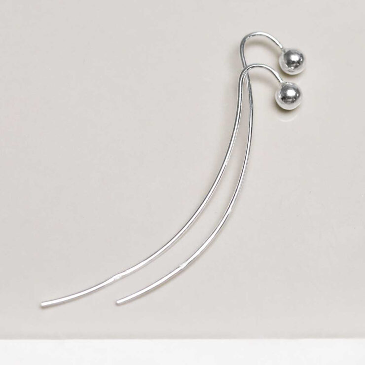 Sterling Silver Solid Threader Earrings on jewellery dish