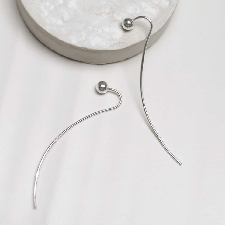Sterling Silver Solid Threader Earrings on jewellery dish