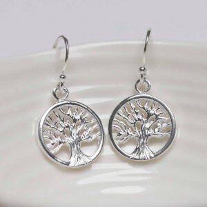 Sterling Silver Dangly Tree Of Life Earrings in jewellery dish
