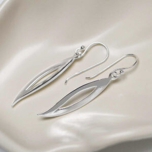 Sterling Silver Abstract Leaf Earrings in jewellery dish