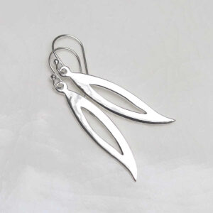 Sterling Silver Abstract Leaf Earrings in jewellery dish